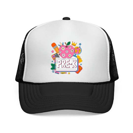 Pre K Teacher Back To School Apple Notebook Trucker Caps