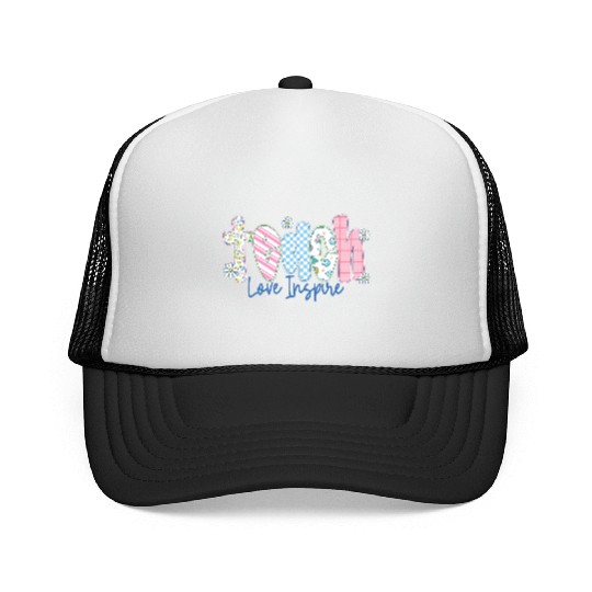 Preppy Teacher Teach Love Inspire Trucker Caps