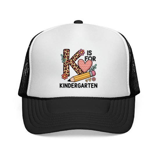 K Is For Kindergarten Teacher Leopard First Day Trucker Caps