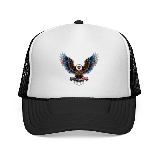 brow blue eagle with us flag Trucker Caps