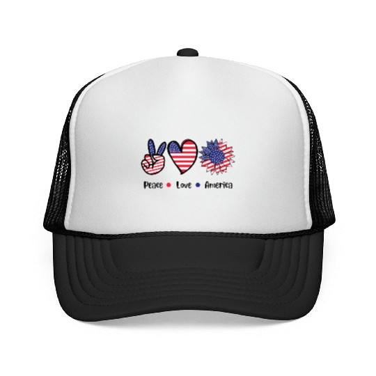 Peace Love America Trucker Caps