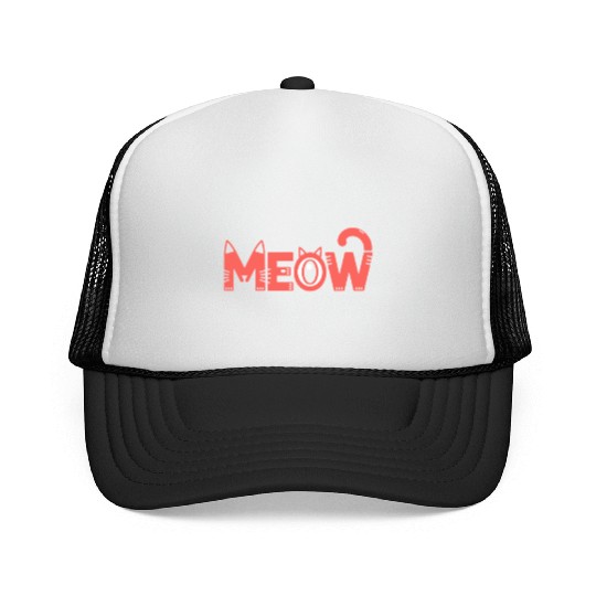 Playful Meow Cat Typography for Cat Lovers Trucker Caps