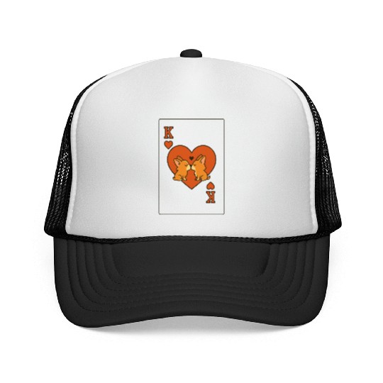 Du Du Corgi King of Hearts – Cute Poker Card Trucker Caps