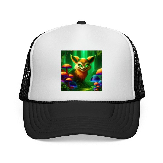 Demon Fox in Enchanted Forest – Fantasy Creature Trucker Caps