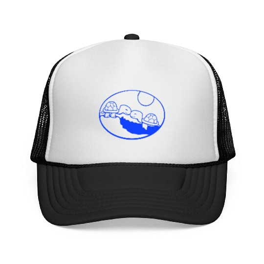 2 turtles beach couple love kissing sea sun water Trucker Caps