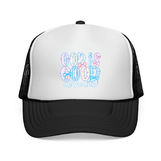 God Is Good All The Time Preppy Boho Christian Trucker Caps