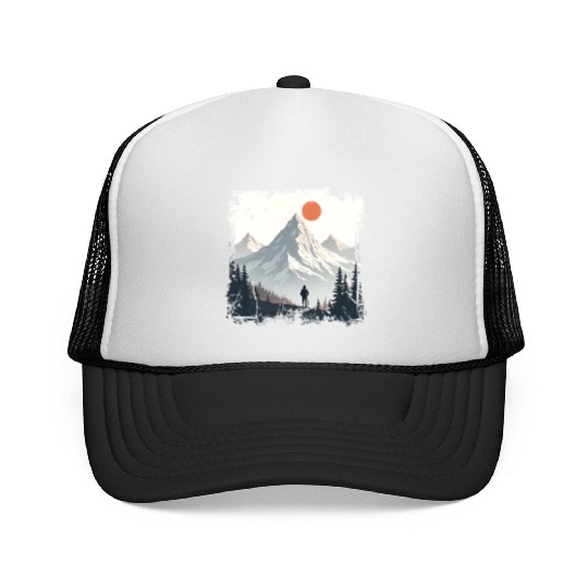 Serene Mountain Wilderness Scene Trucker Caps