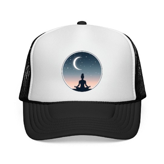 Moonlit Yoga Pose Trucker Caps