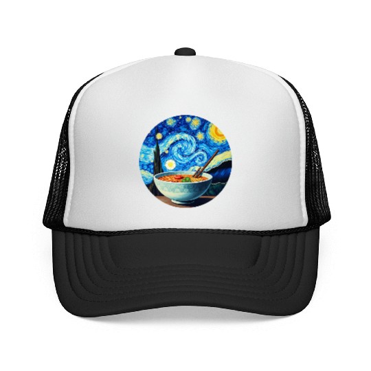 Van Gogh's Starry Night ramen noodle Bowl japanese Trucker Caps