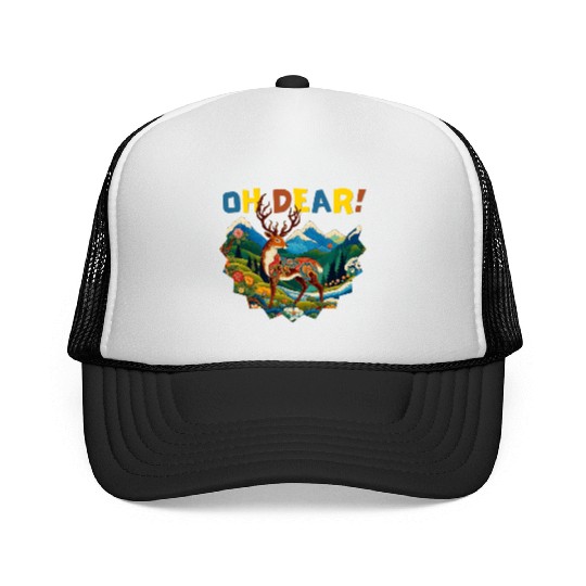 Oh-Dear-Wanderlust-Deer-in-Jungle-Tibetan-Folk-Art Trucker Caps