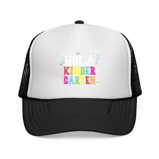 Hola Kindergarten Spanish Teacher Back to School Trucker Caps