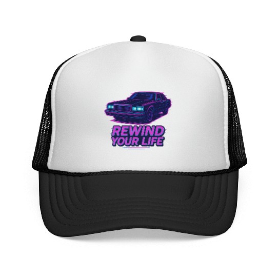 Rewind Your Life – Synthwave Car Aesthetic Trucker Caps