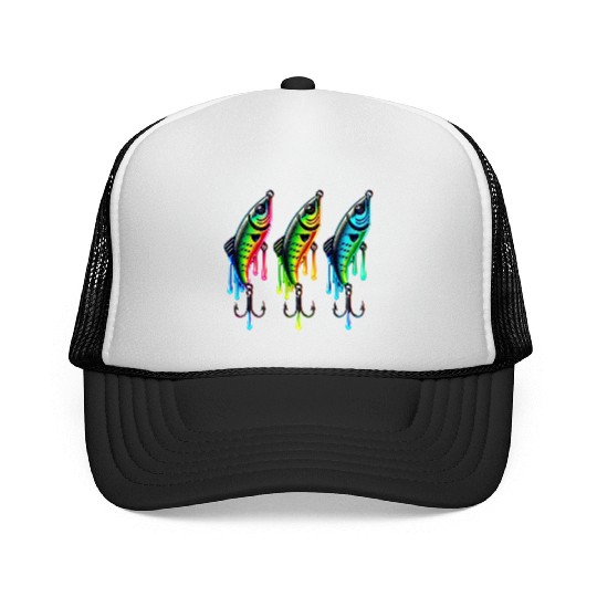 Neon Rainbow Fish Trap Trucker Caps