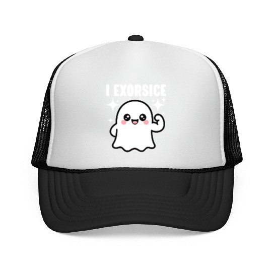 Ghost I Exorcise Funny Gym Exercise Workout Spooky Trucker Caps