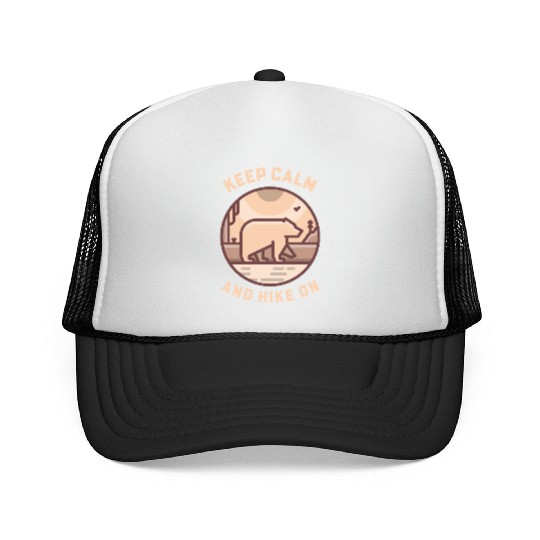 Bear Hiker Retro Illustration Trucker Caps