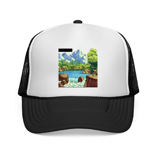 Serene Mountain River Landscape Trucker Caps