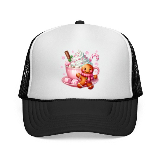 Whimsical Holiday Hot Chocolate Scene Trucker Caps