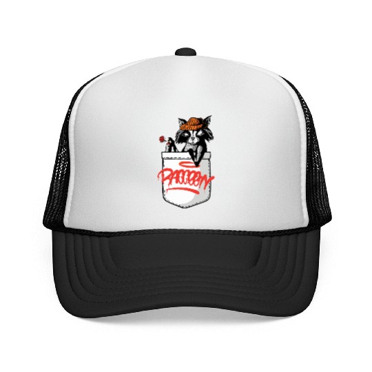 Graffiti Raccoon with Smirking Attitude Trucker Caps