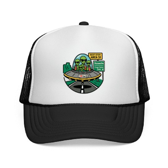 Alien road trip Trucker Caps