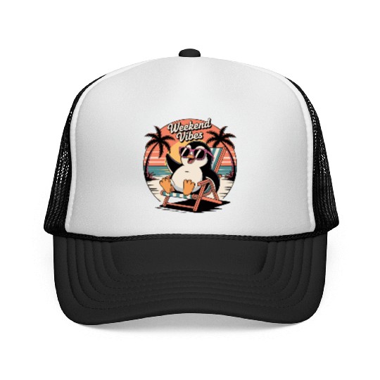 Chill Penguin Weekend Vibes Trucker Caps