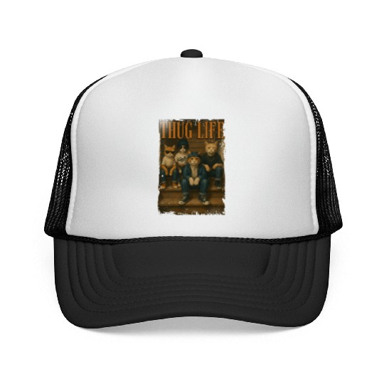 Thug Life Cats Funny Gangsta Street Style Trucker Caps