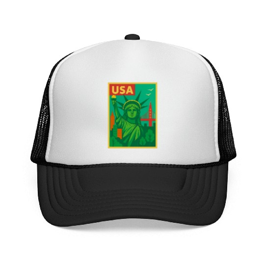 Iconic Statue of Liberty Urban Artwork  Trucker Caps