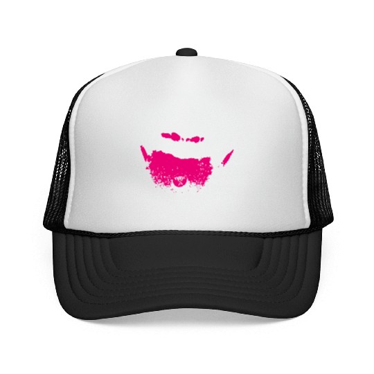 Vibrant Pink Abstract Ink Splash Design Trucker Caps