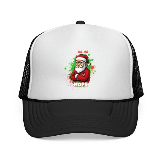 Ho Ho Nope – Grumpy Santa Art Trucker Caps