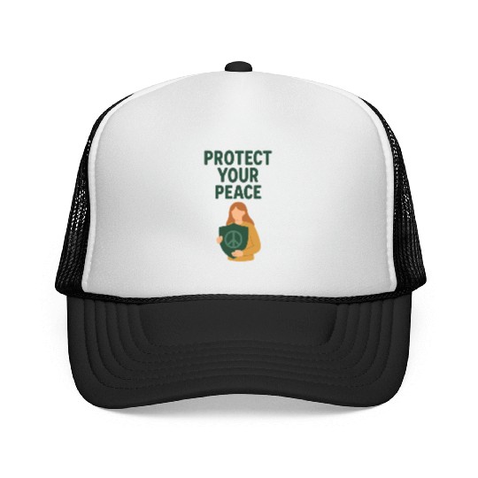 Peaceful Defender Shield Illustration Trucker Caps