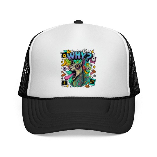 Whimsical Psychedelic Animal Illustration Trucker Caps