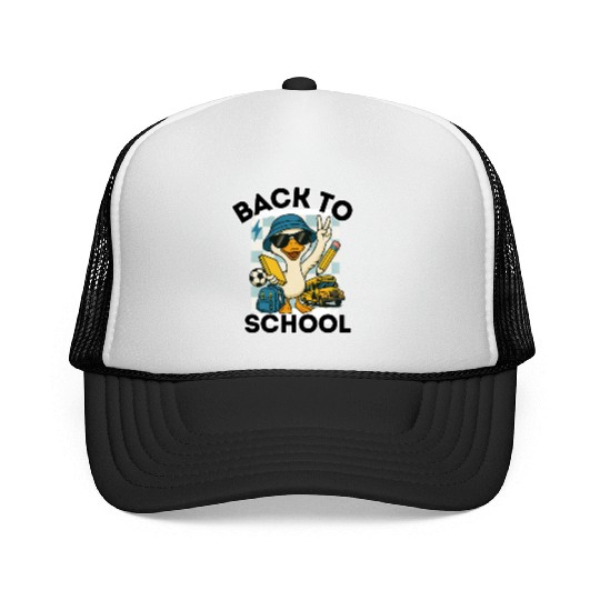 Funny Cartoon Duck Proud "Back to School" Trucker Caps