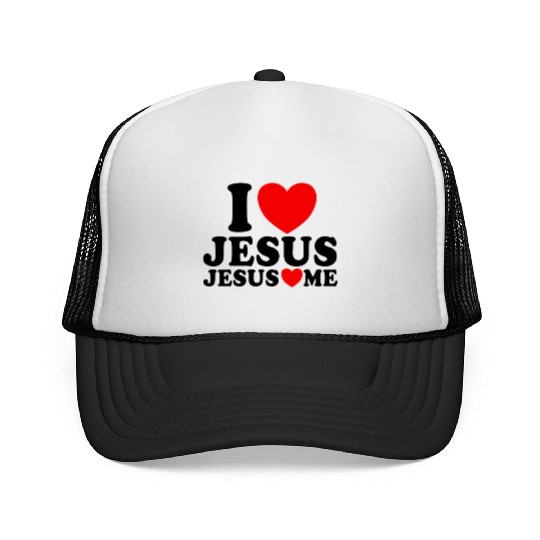 I Love Jesus Jesus Loves Me Christian Faith JesuJs Trucker Caps