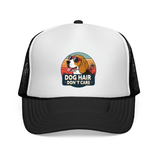Humorous Dog Hair Don't Care Sunset Design Trucker Caps