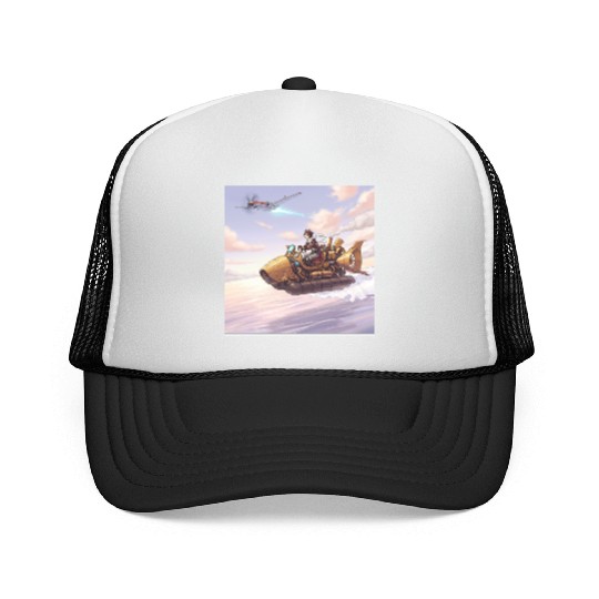Sunset Island Boat Scene Trucker Caps
