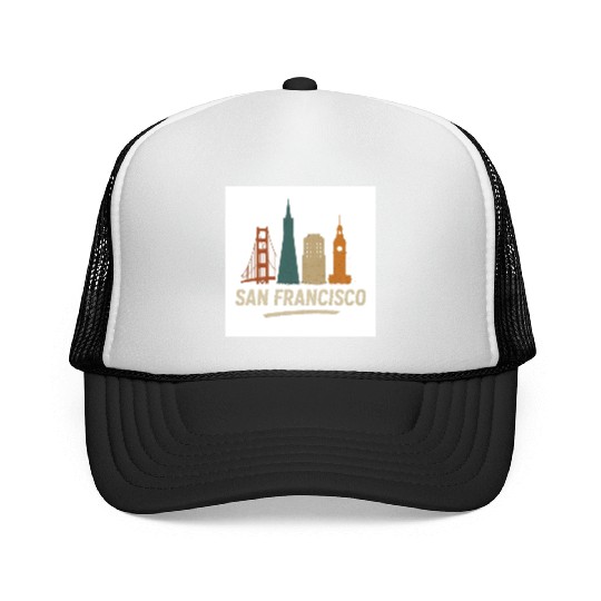 San Francisco Skyline Street Glow Trucker Caps