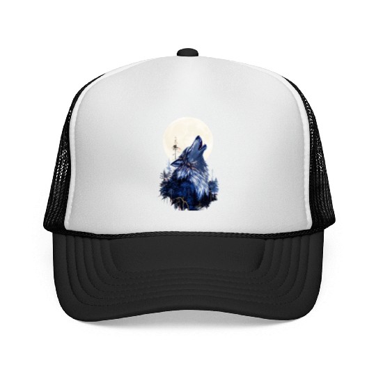 Lunar Howl Forest Mythical Wolf Trucker Caps