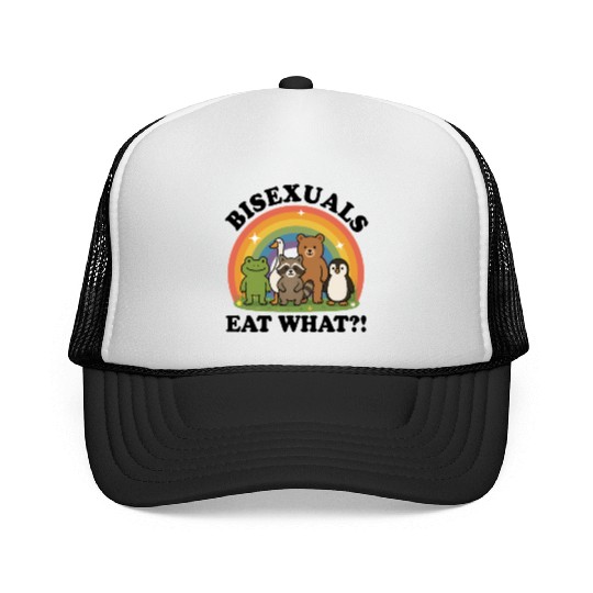 Bisexuals Eat What Animals Funny Gay Pride LGBT Trucker Caps