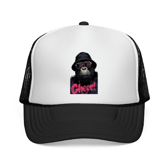 Hip Gorilla with Sunglasses and Hat Trucker Caps