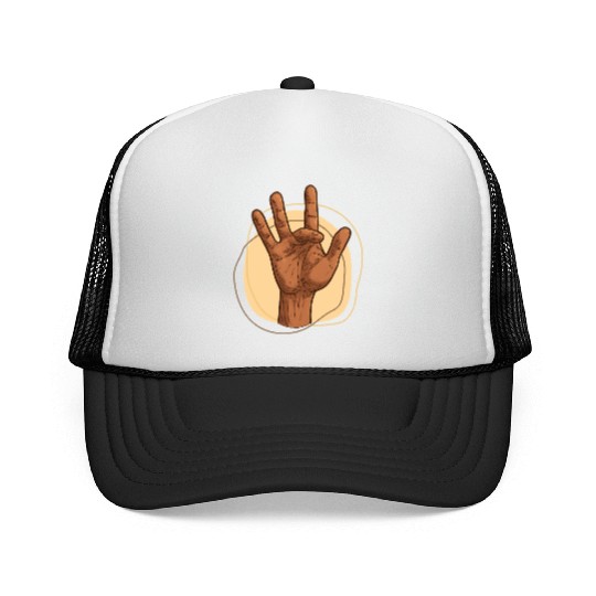 Middle Finger Hand Sign Gesture Illustration Trucker Caps