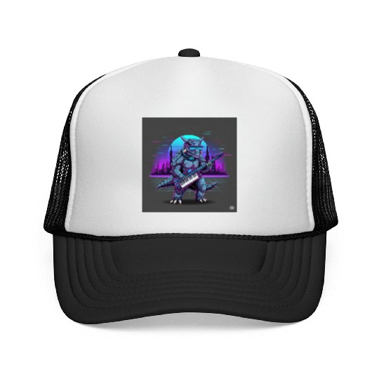 Futuristic Tech Dragon with Keyboard Trucker Caps