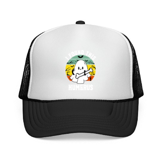 Funny Ghost Pun I Found This Humerus Halloween Trucker Caps