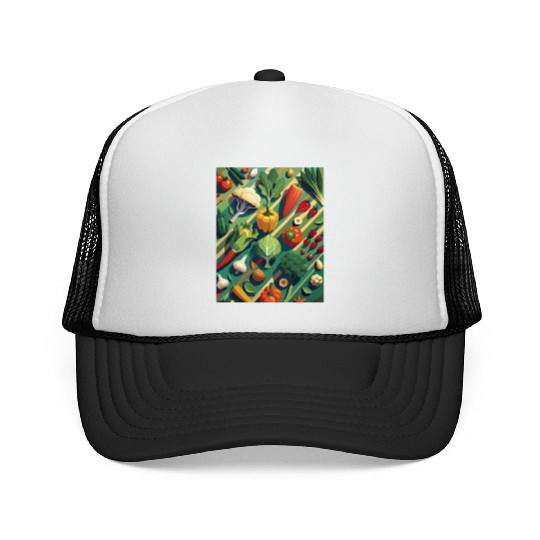 Vibrant Vegetable Garden Illustration Trucker Caps