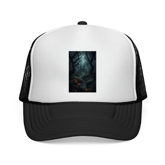 Enchanted Forest with Haunted Castle Trucker Caps