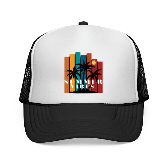 Tropical Sunset Summer Vibes Design Trucker Caps