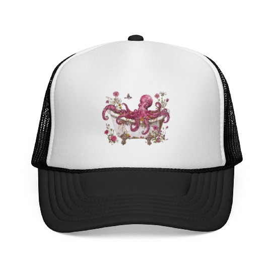 Cottagecore Octopus in Bathtub Vintage Trucker Caps