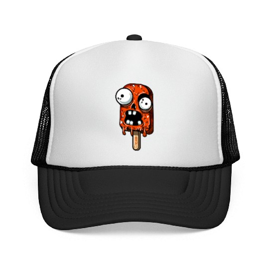 ice cream zombie 02 Orange grunge sour scream Pop Trucker Caps