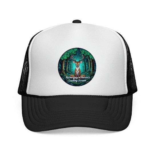 Enchanted Forest Deer Meditation Design Trucker Caps