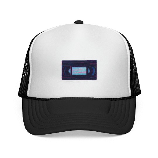 Retro VHS Tape Neon Glow Design Trucker Caps