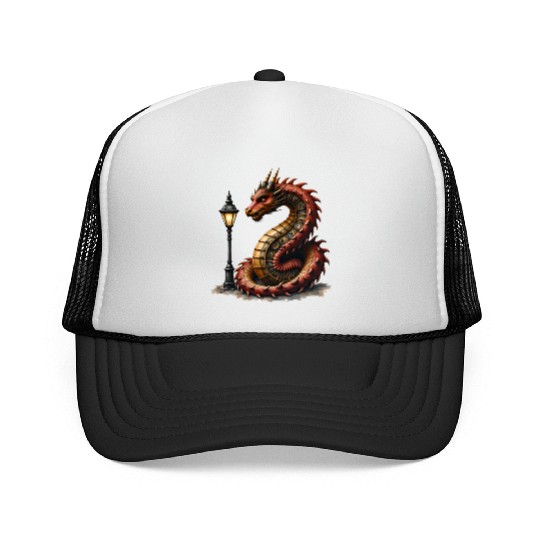 Steampunk Dragon with Lamp Trucker Caps