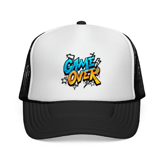 Vibrant Graffiti Game Over Design Trucker Caps